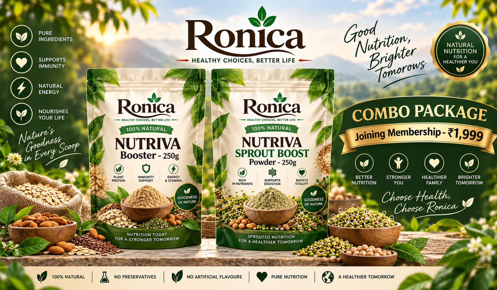 RONICA ORGANIC / NUTRIVA SPROUT BOOST Powder + NUTRIVA Booster Powder