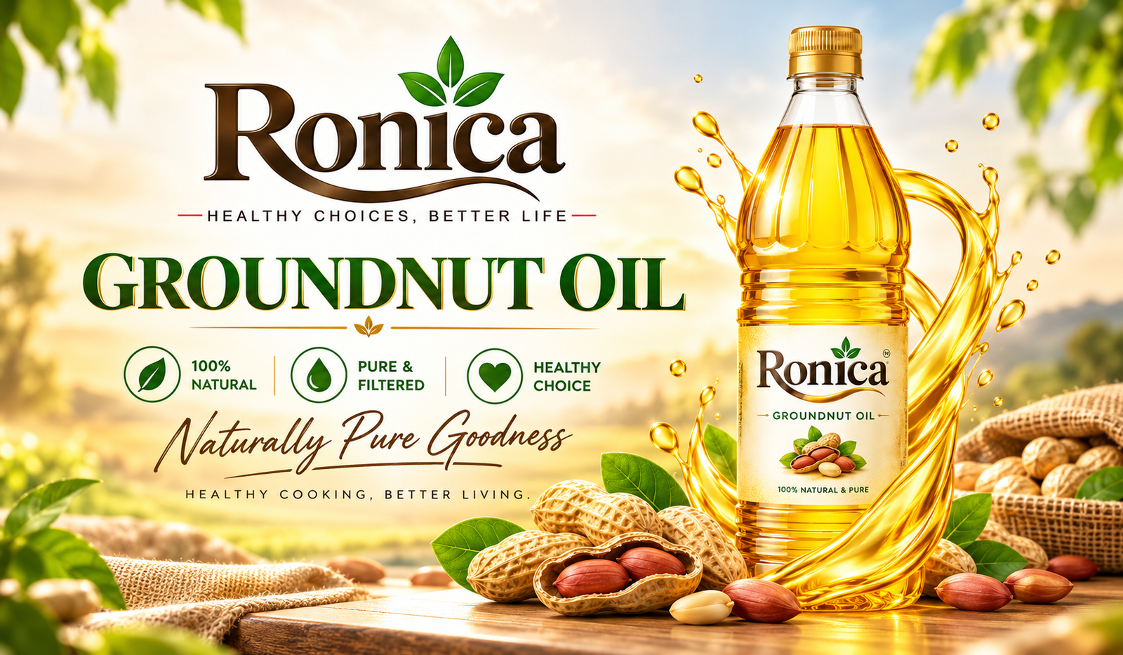 Ronica Organic  Groundnut Oil - 1L